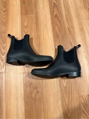 J. Crew Black Chelsea Rain Ankle Boots